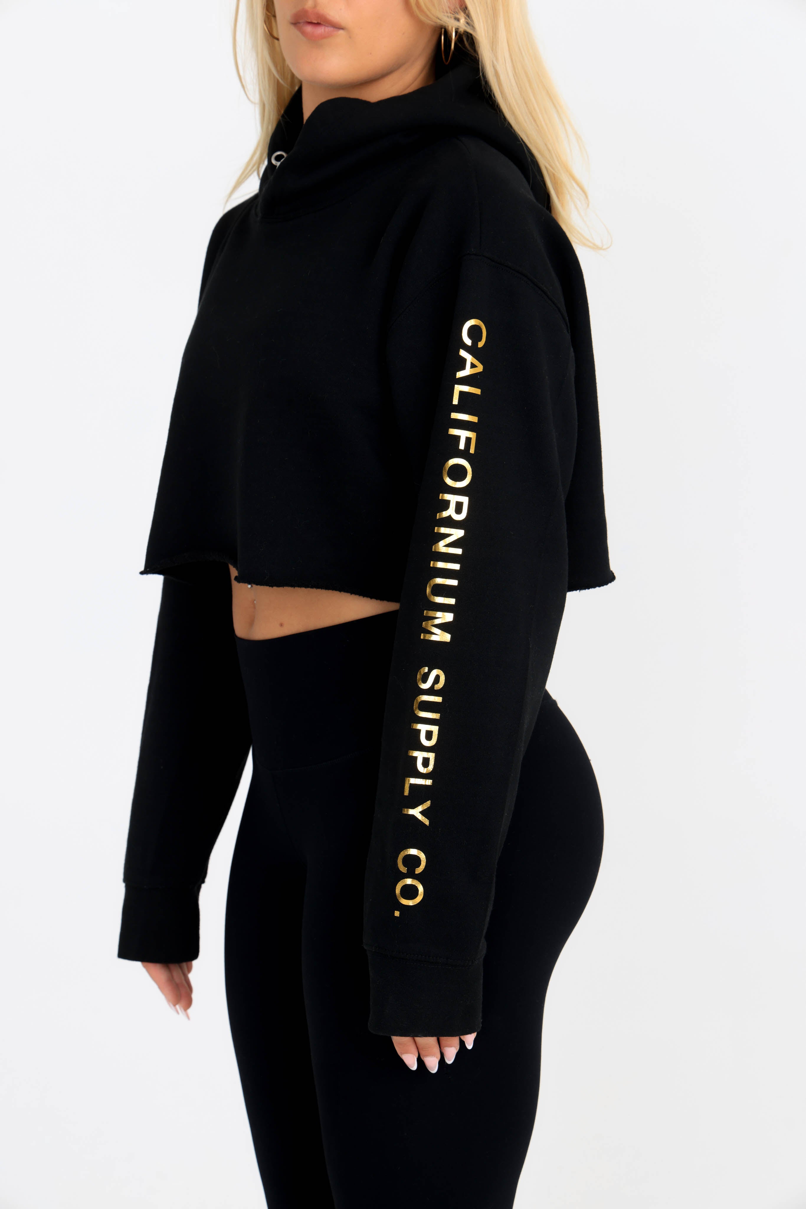 Luxe Bold Sleeve Crop Hoodie