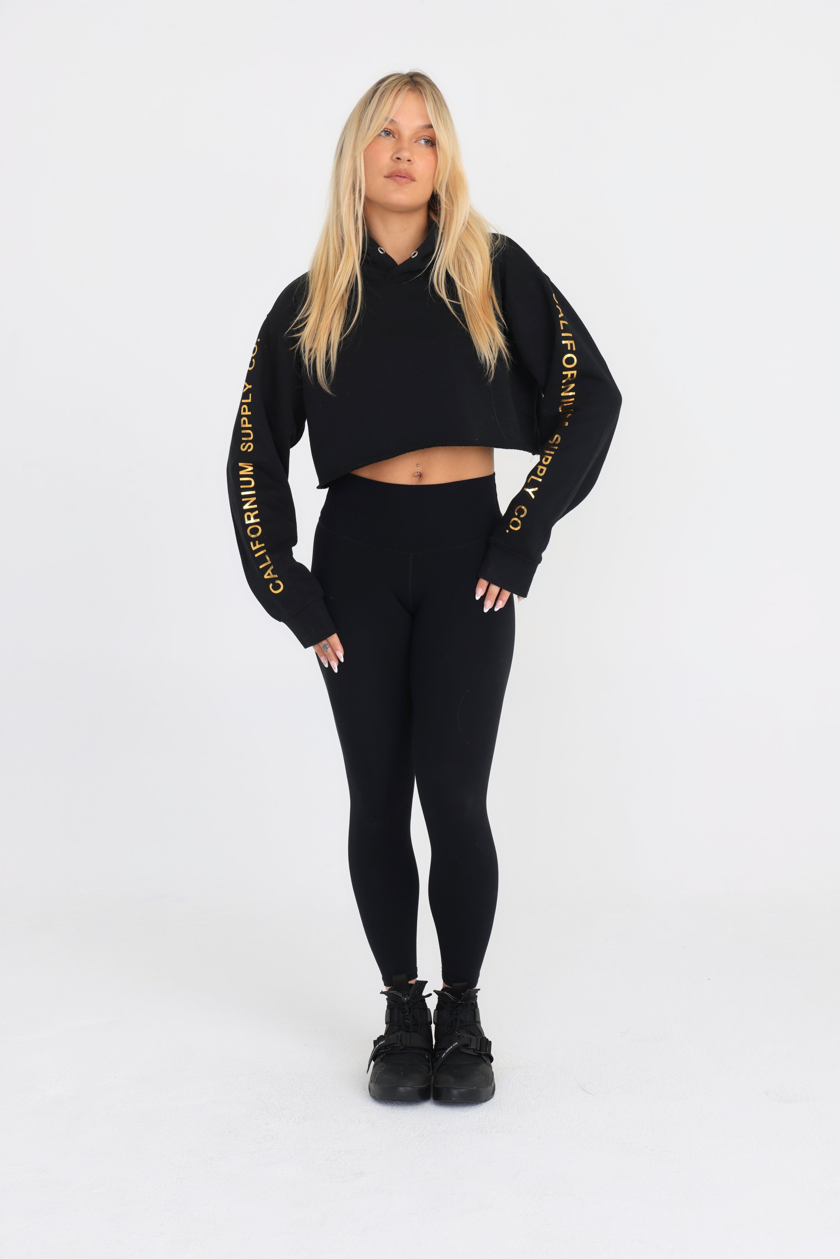 Luxe Bold Sleeve Crop Hoodie