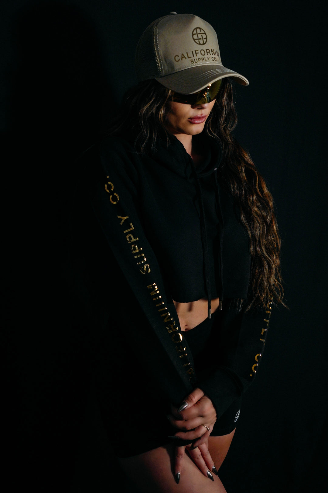 Luxe Bold Sleeve Crop Hoodie